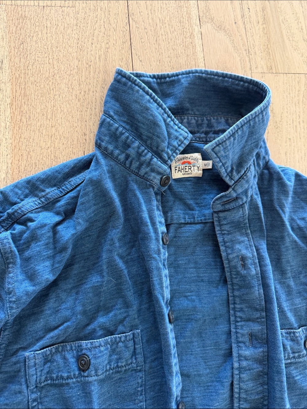 Faherty Indigo Button-Down Workshirt - Picture 2 of 5
